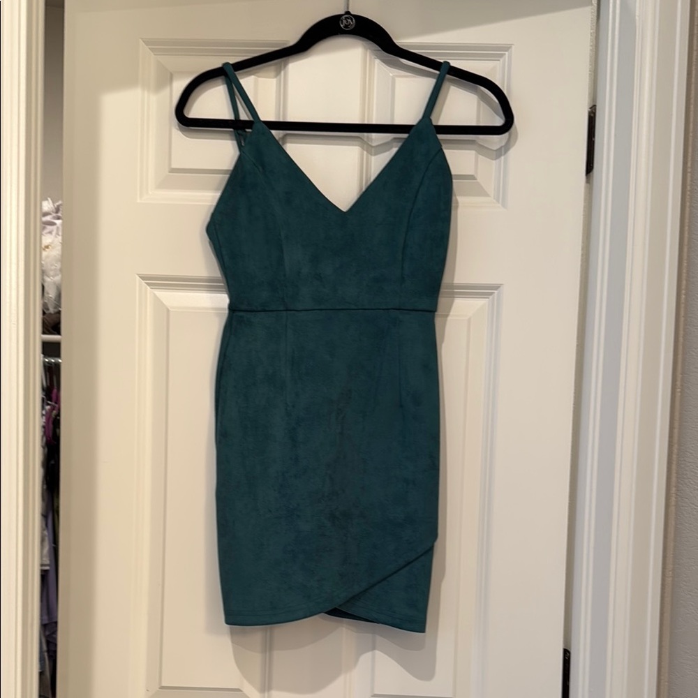About Us Green Suede Dress